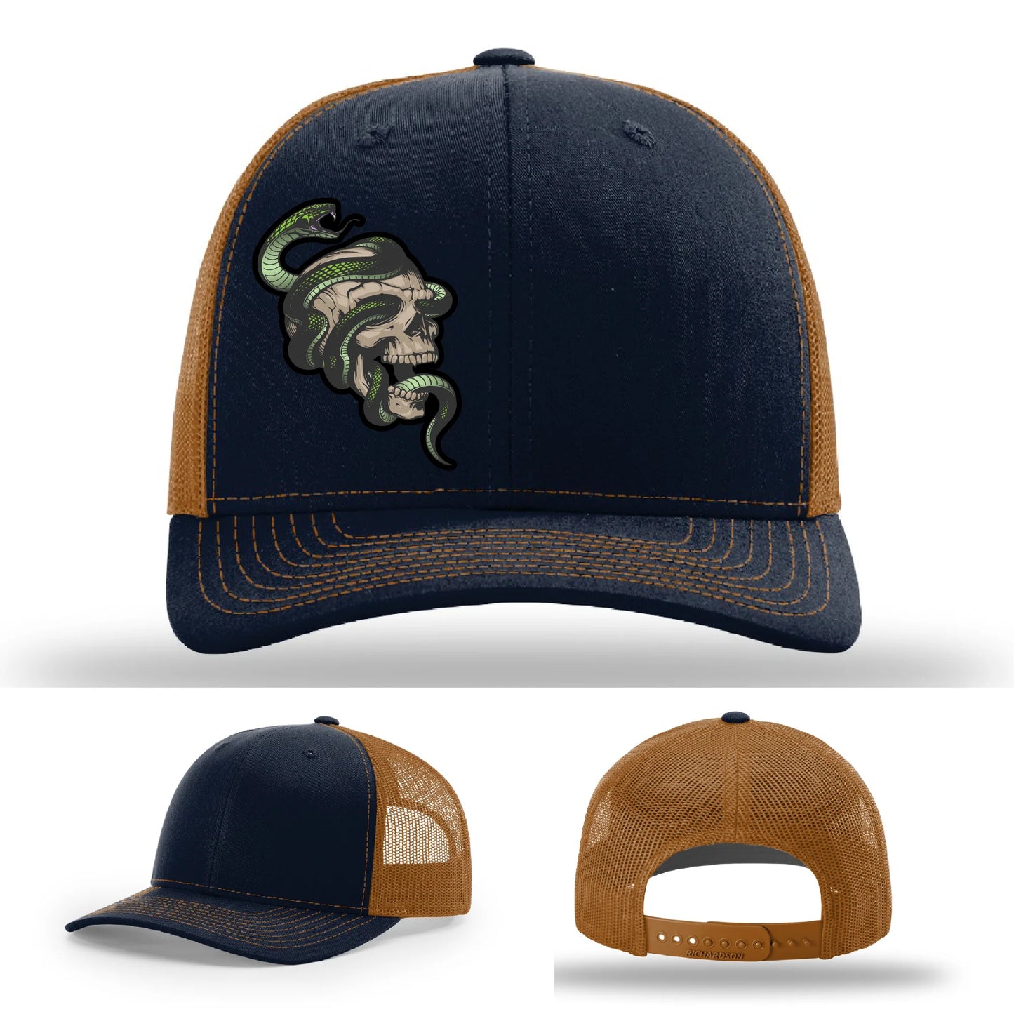 Serpent Skull Leather Patch Hat