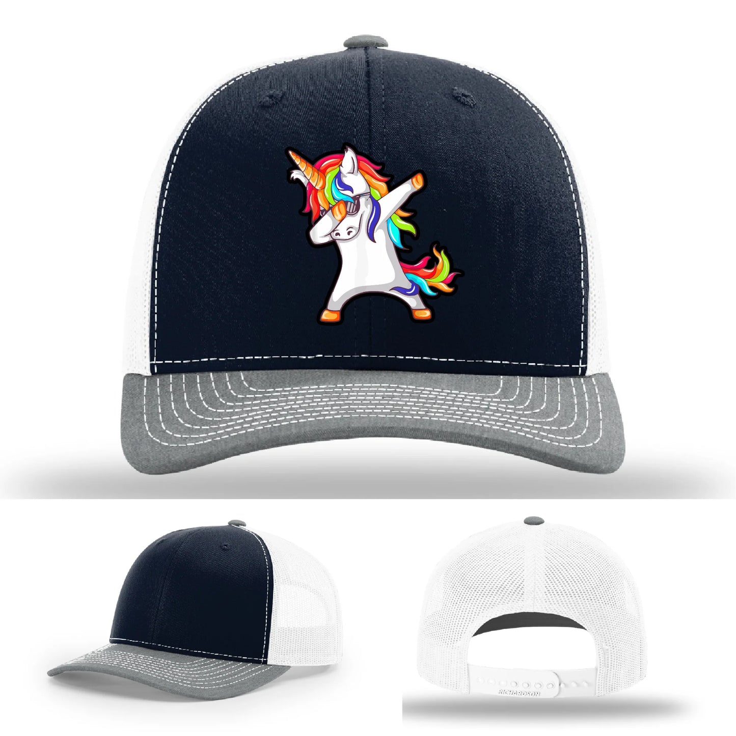 Dabcorn Hat | Full-Color Leather Patch Dabbing Unicorn Design