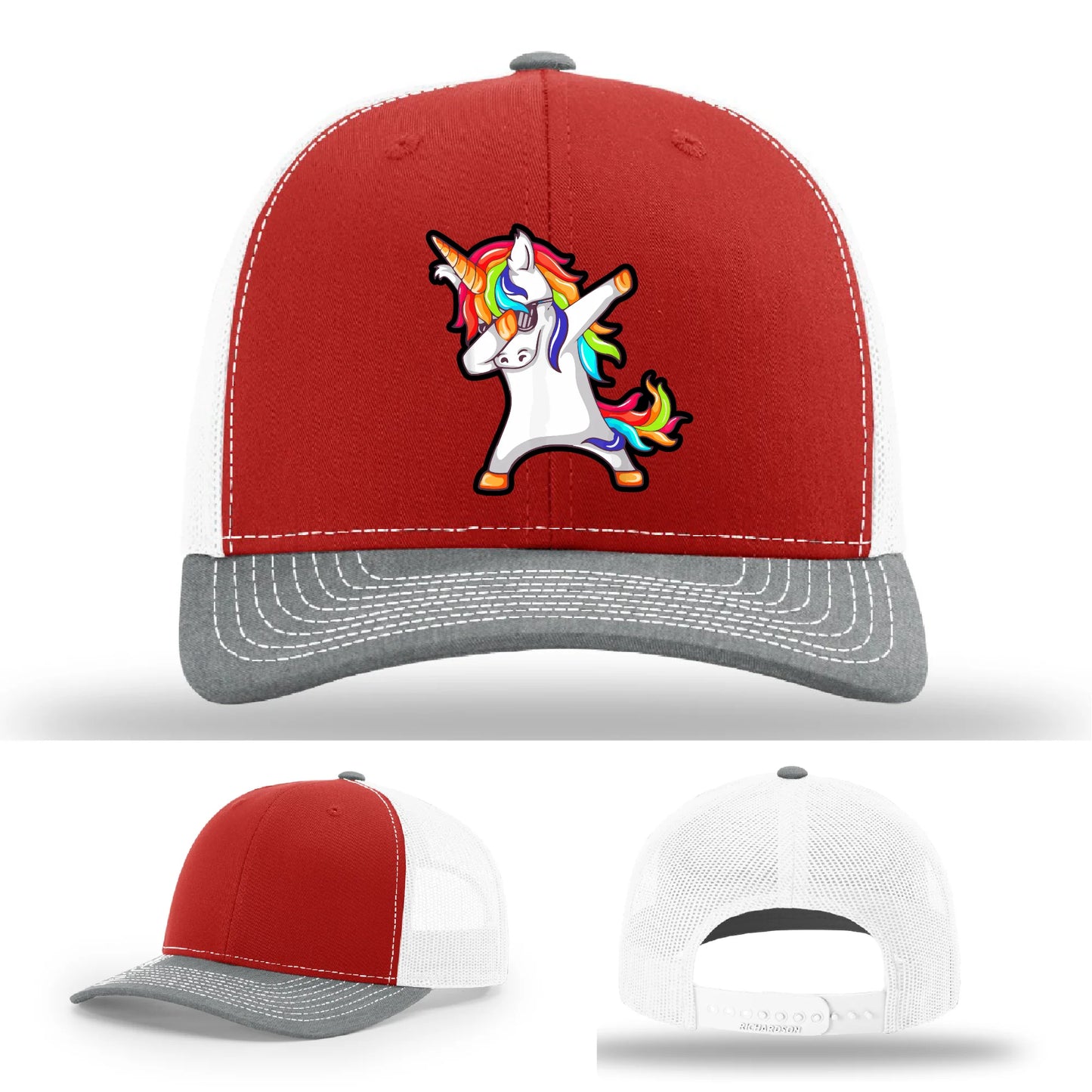 Dabcorn Hat | Full-Color Leather Patch Dabbing Unicorn Design