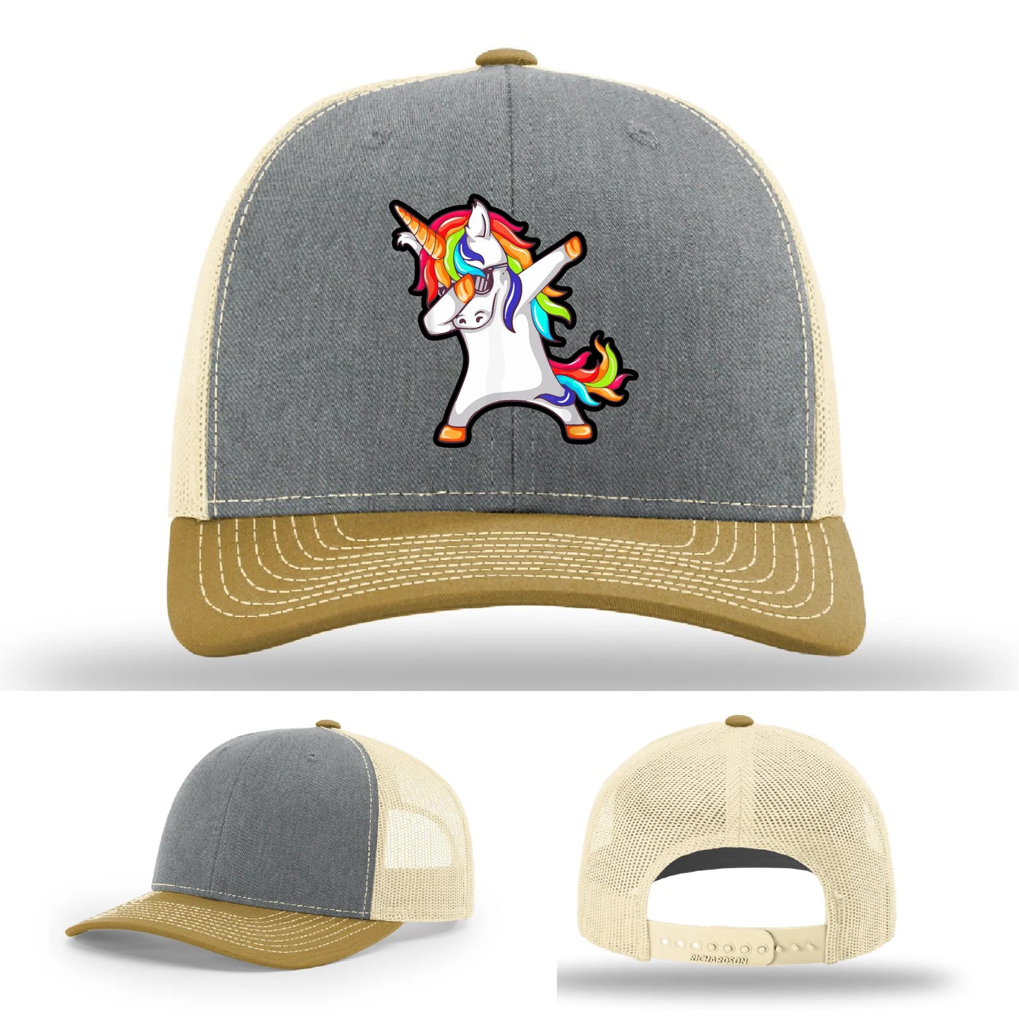 Dabcorn Hat | Full-Color Leather Patch Dabbing Unicorn Design