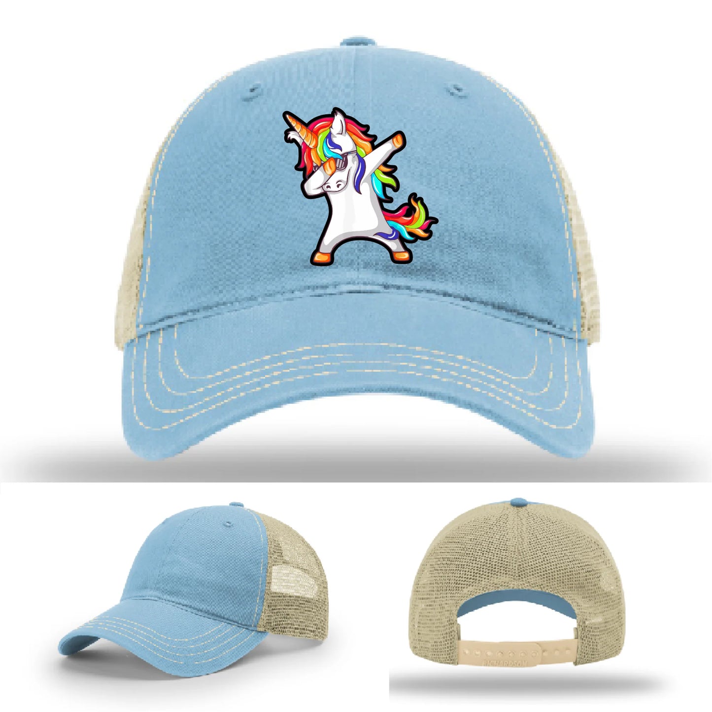 Dabcorn Hat | Full-Color Leather Patch Dabbing Unicorn Design