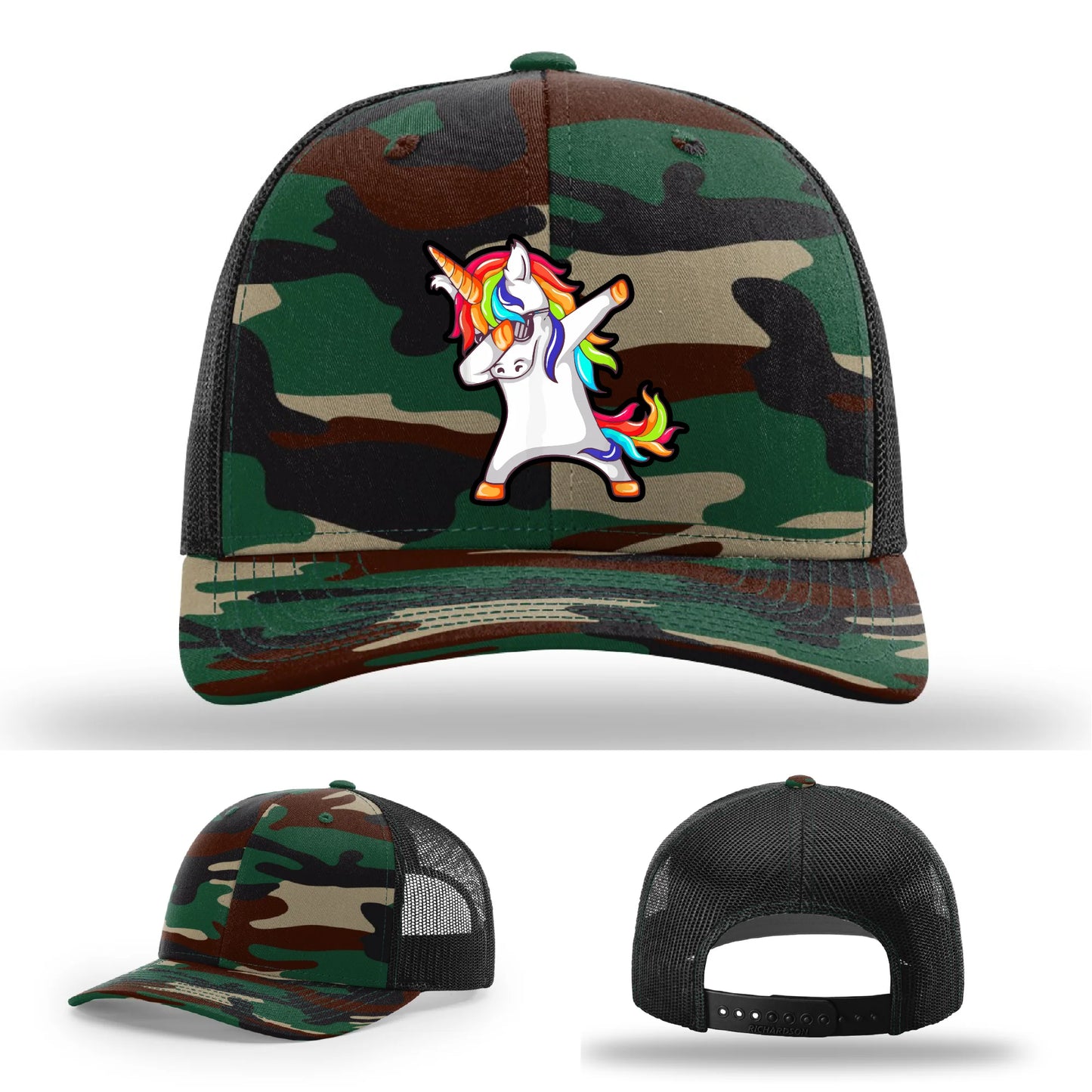 Dabcorn Hat | Full-Color Leather Patch Dabbing Unicorn Design