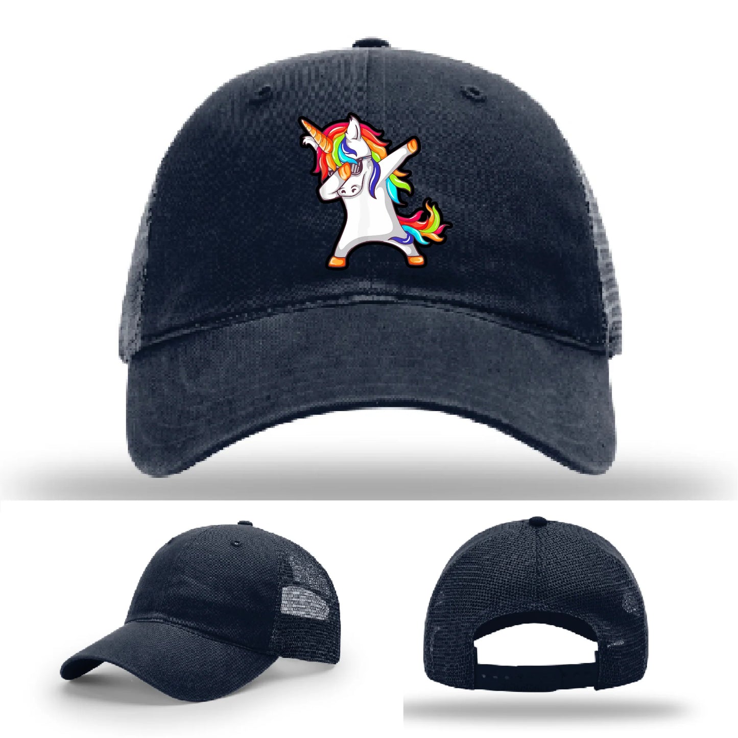 Dabcorn Hat | Full-Color Leather Patch Dabbing Unicorn Design