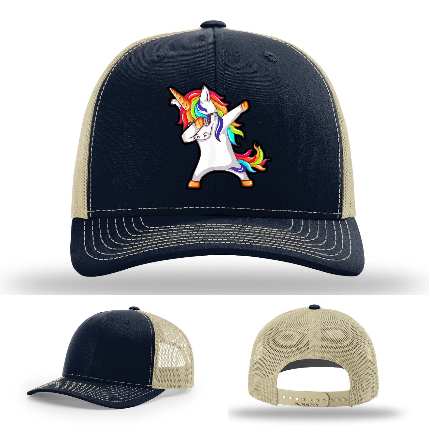 Dabcorn Hat | Full-Color Leather Patch Dabbing Unicorn Design
