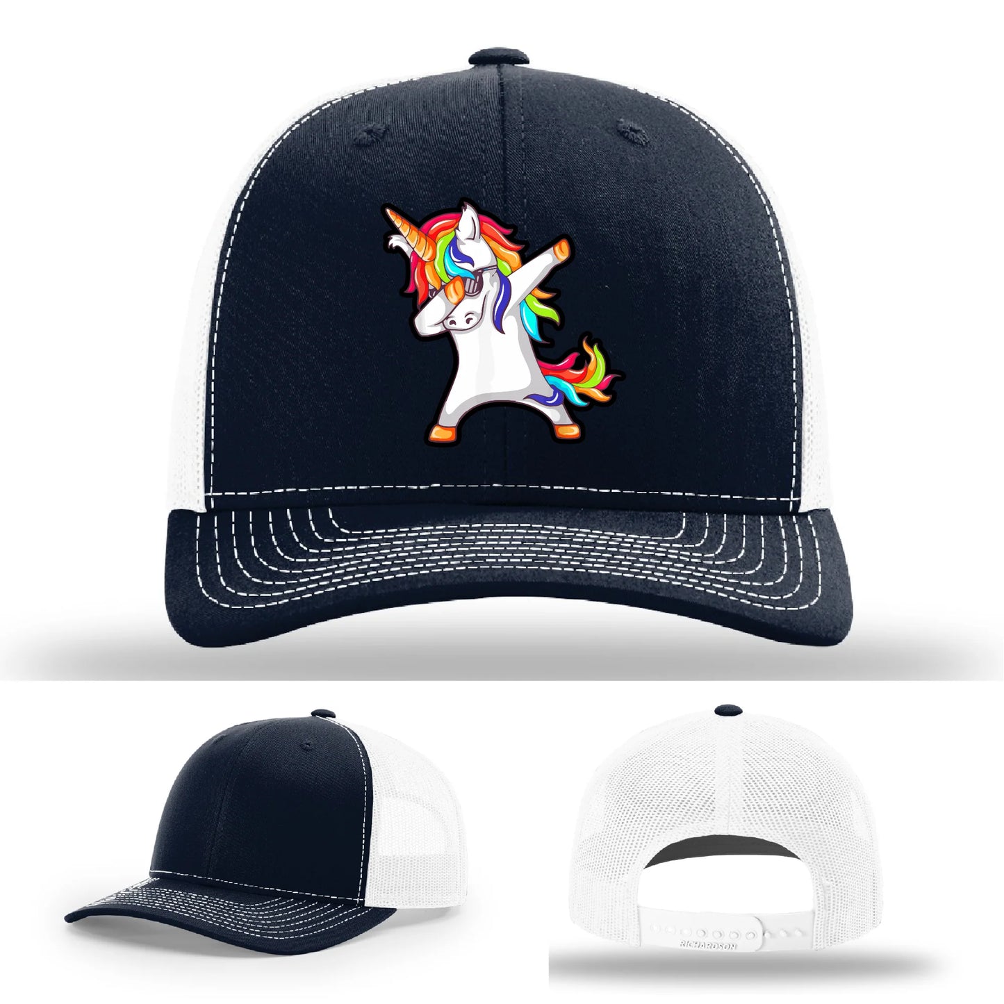 Dabcorn Hat | Full-Color Leather Patch Dabbing Unicorn Design