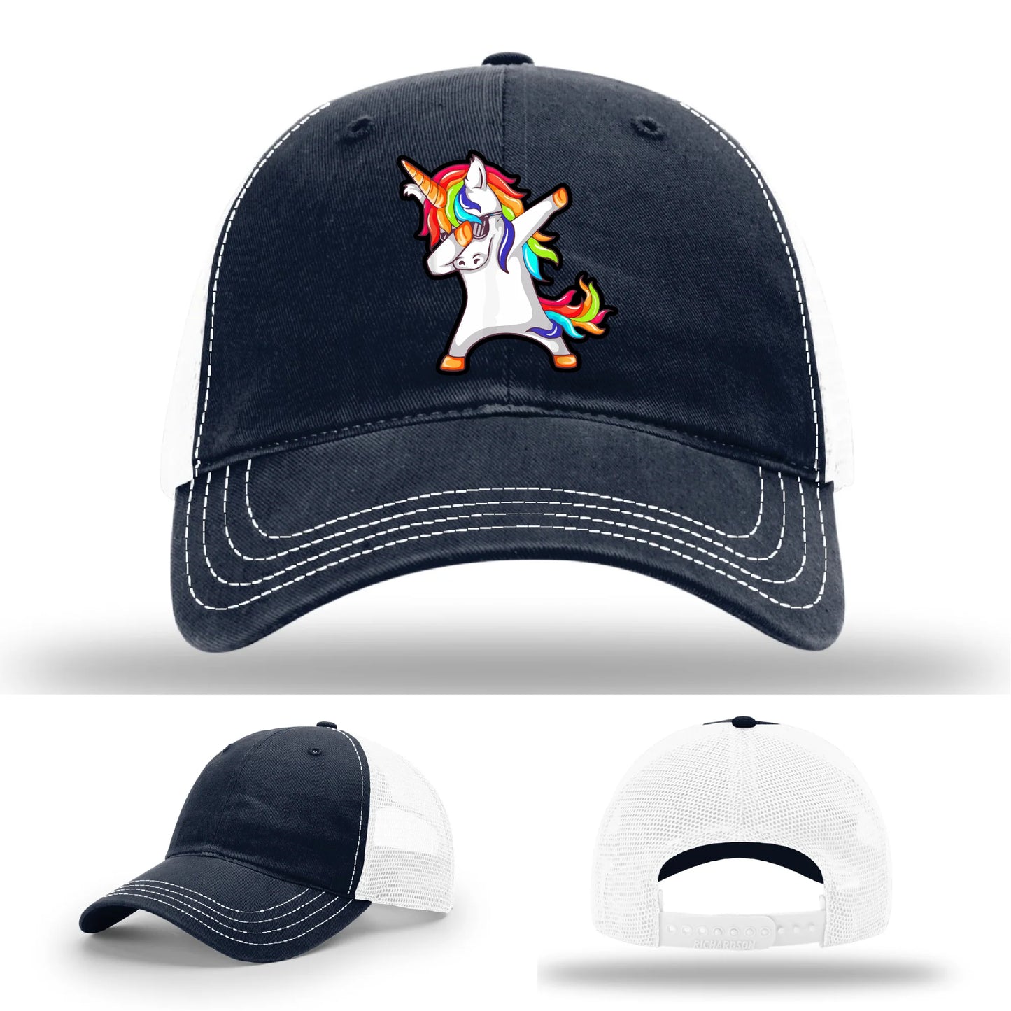 Dabcorn Hat | Full-Color Leather Patch Dabbing Unicorn Design