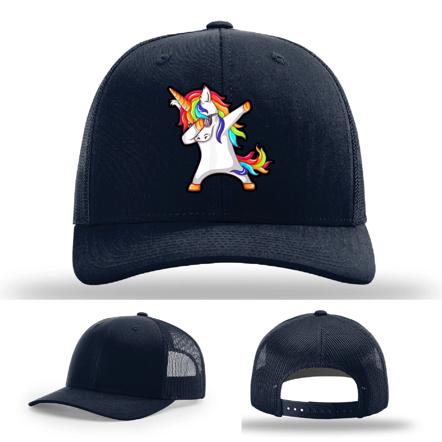 Dabcorn Hat | Full-Color Leather Patch Dabbing Unicorn Design