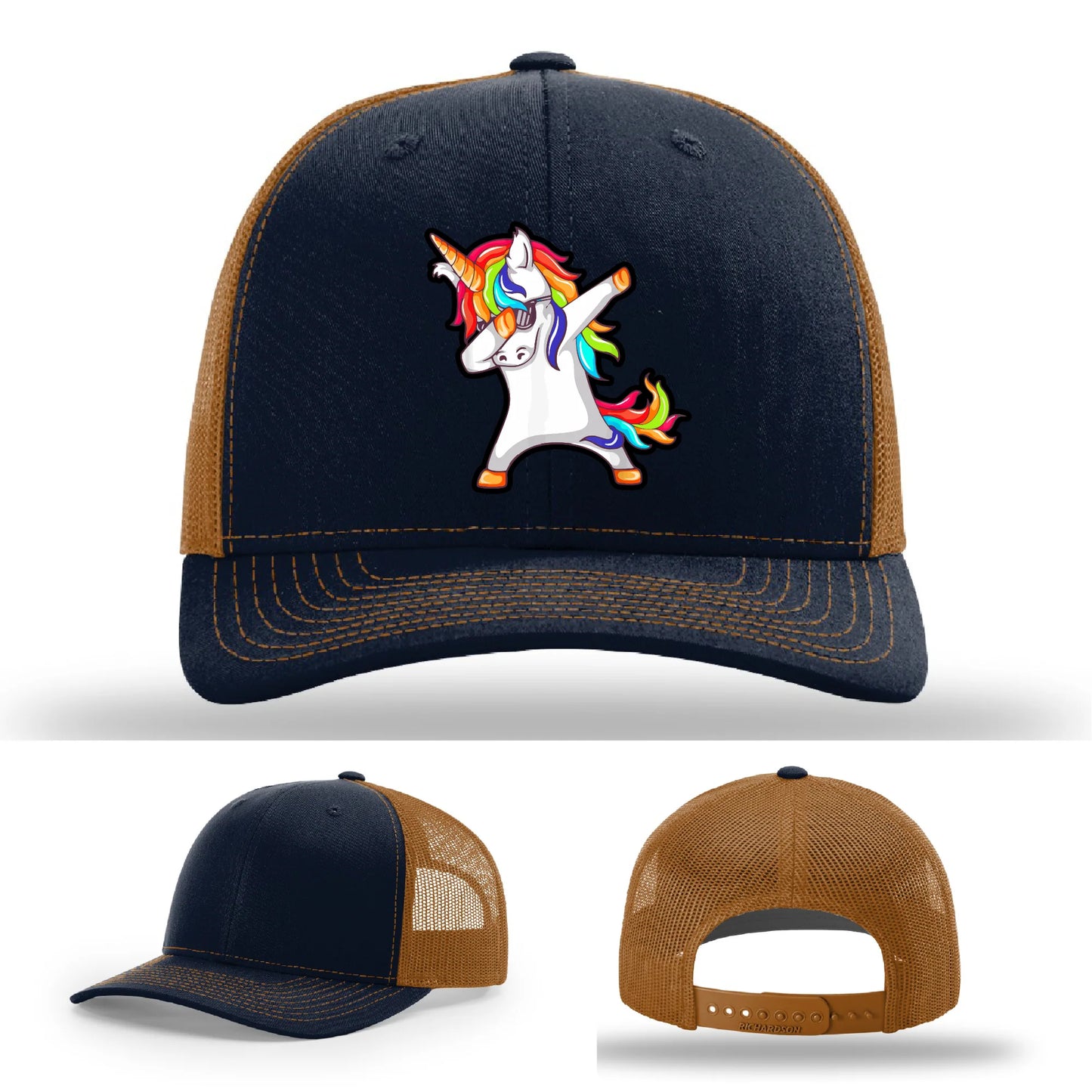 Dabcorn Hat | Full-Color Leather Patch Dabbing Unicorn Design