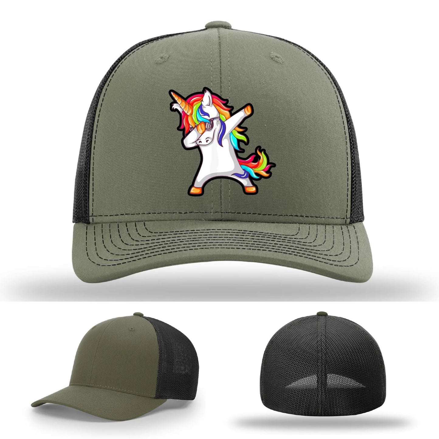 Dabcorn Hat | Full-Color Leather Patch Dabbing Unicorn Design