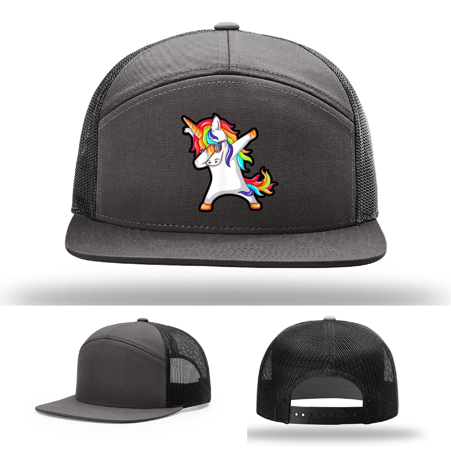 Dabcorn Hat | Full-Color Leather Patch Dabbing Unicorn Design