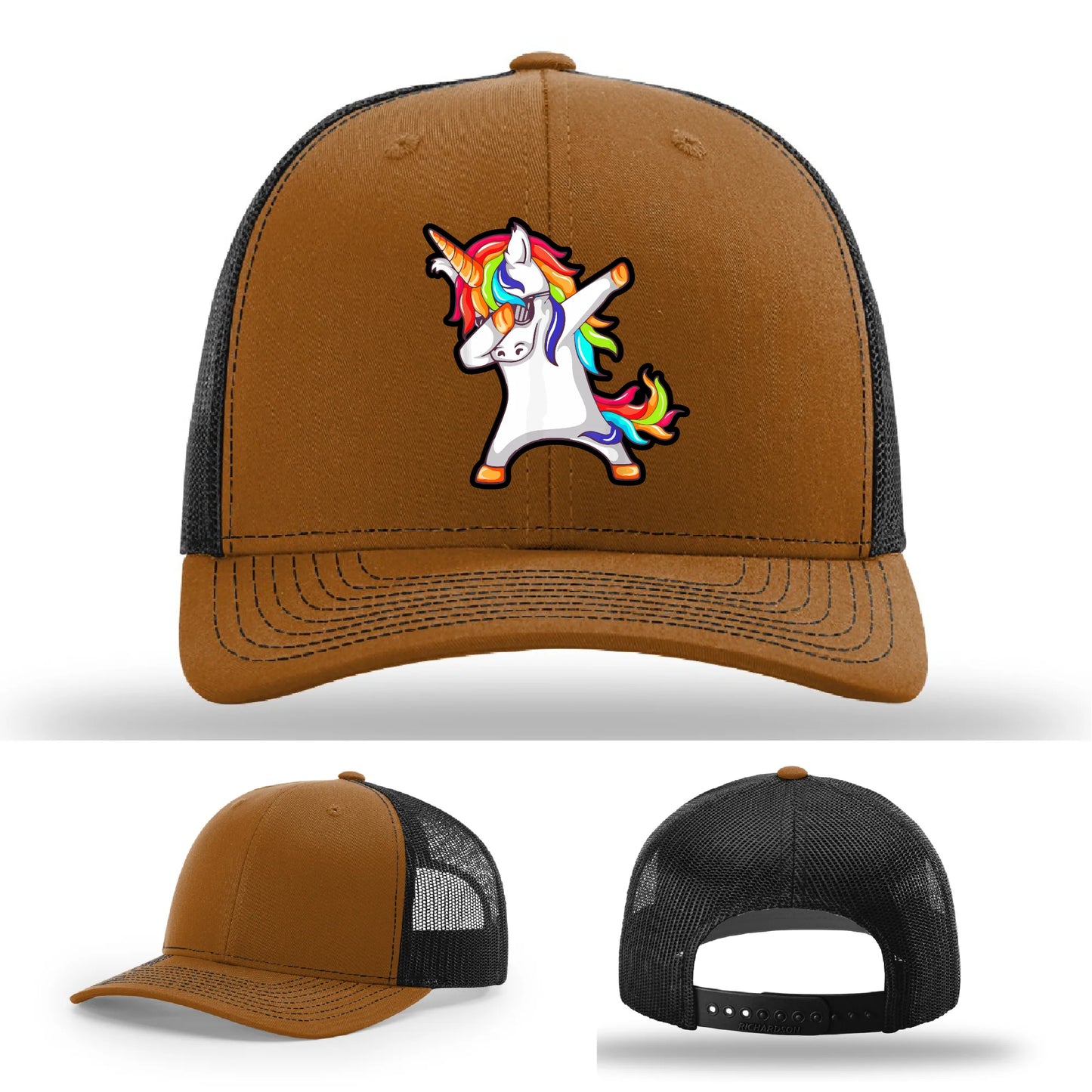 Dabcorn Hat | Full-Color Leather Patch Dabbing Unicorn Design