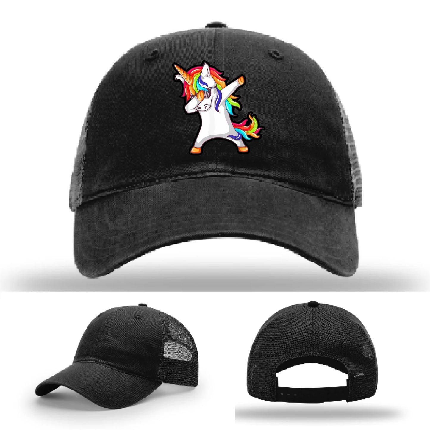 Dabcorn Hat | Full-Color Leather Patch Dabbing Unicorn Design