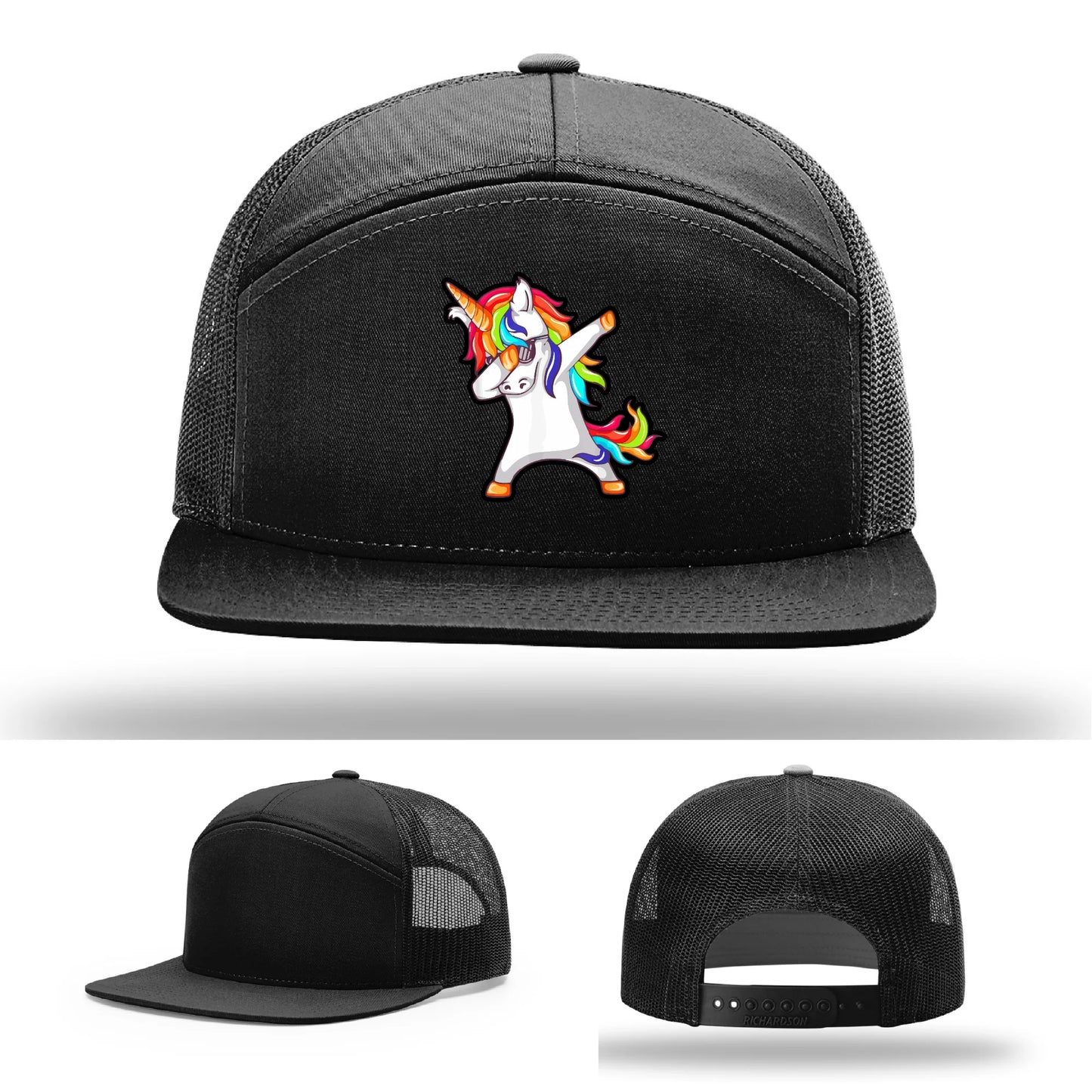 Dabcorn Hat | Full-Color Leather Patch Dabbing Unicorn Design