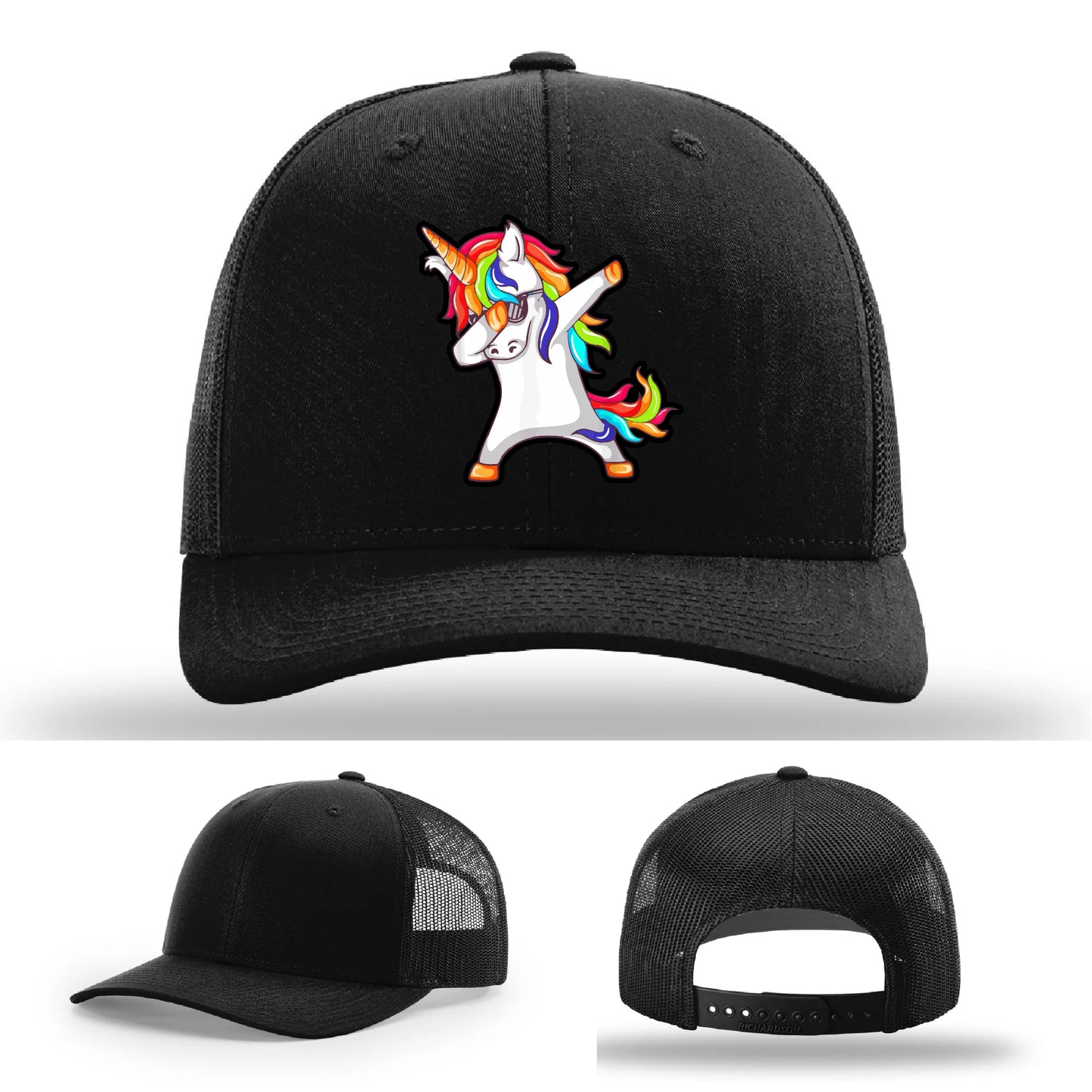 Dabcorn Hat | Full-Color Leather Patch Dabbing Unicorn Design