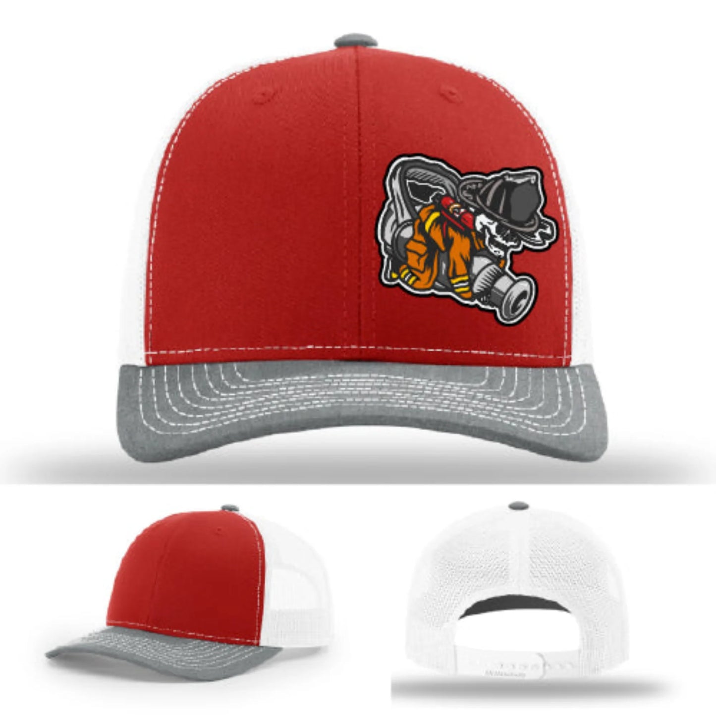Straight Stream Psycho Hat | Firefighter Leather Patch Design