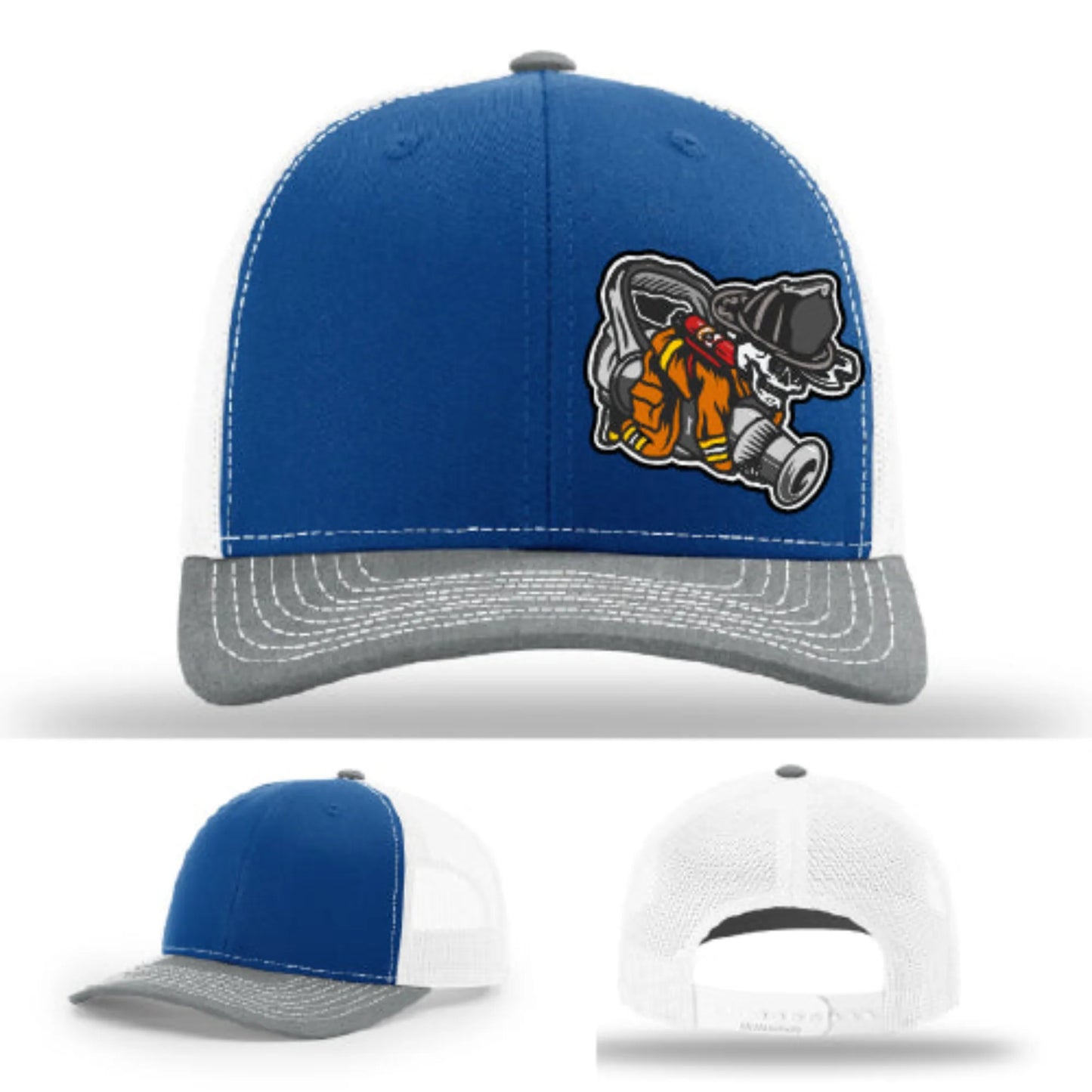 Straight Stream Psycho Hat | Firefighter Leather Patch Design