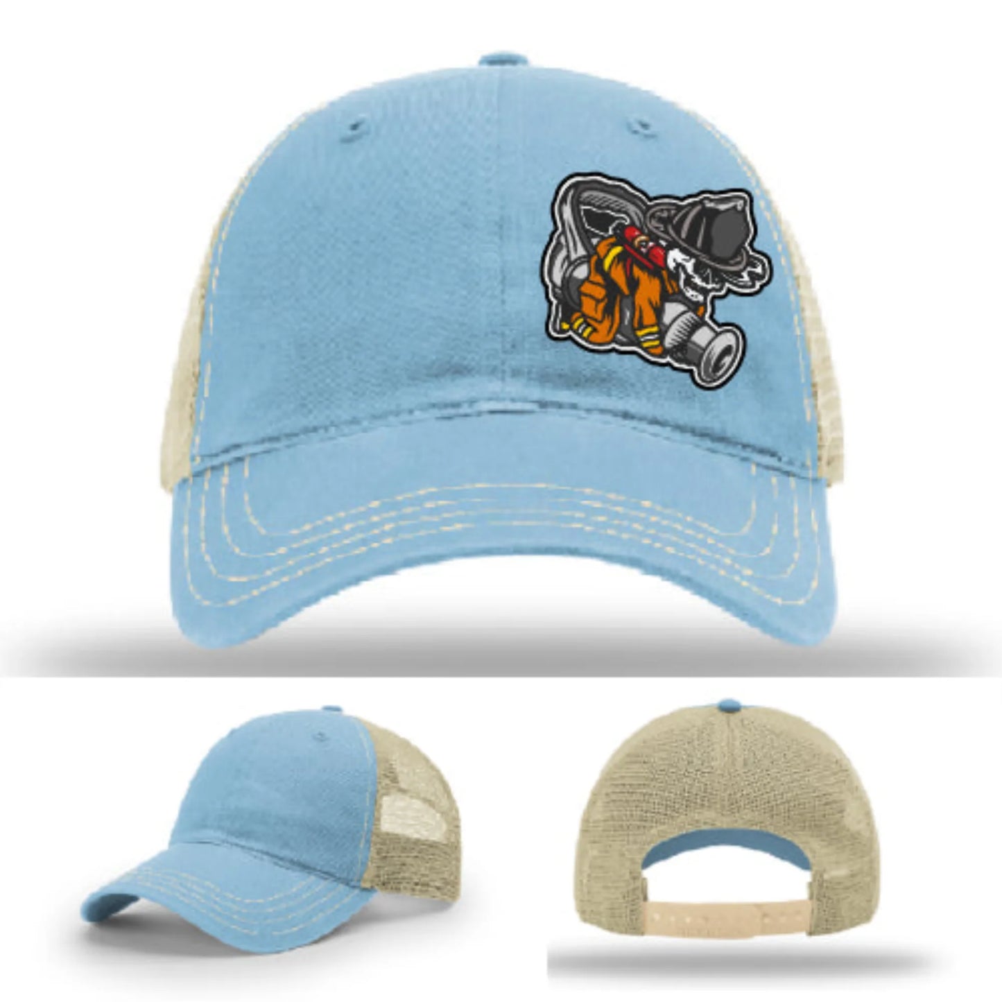 Straight Stream Psycho Hat | Firefighter Leather Patch Design