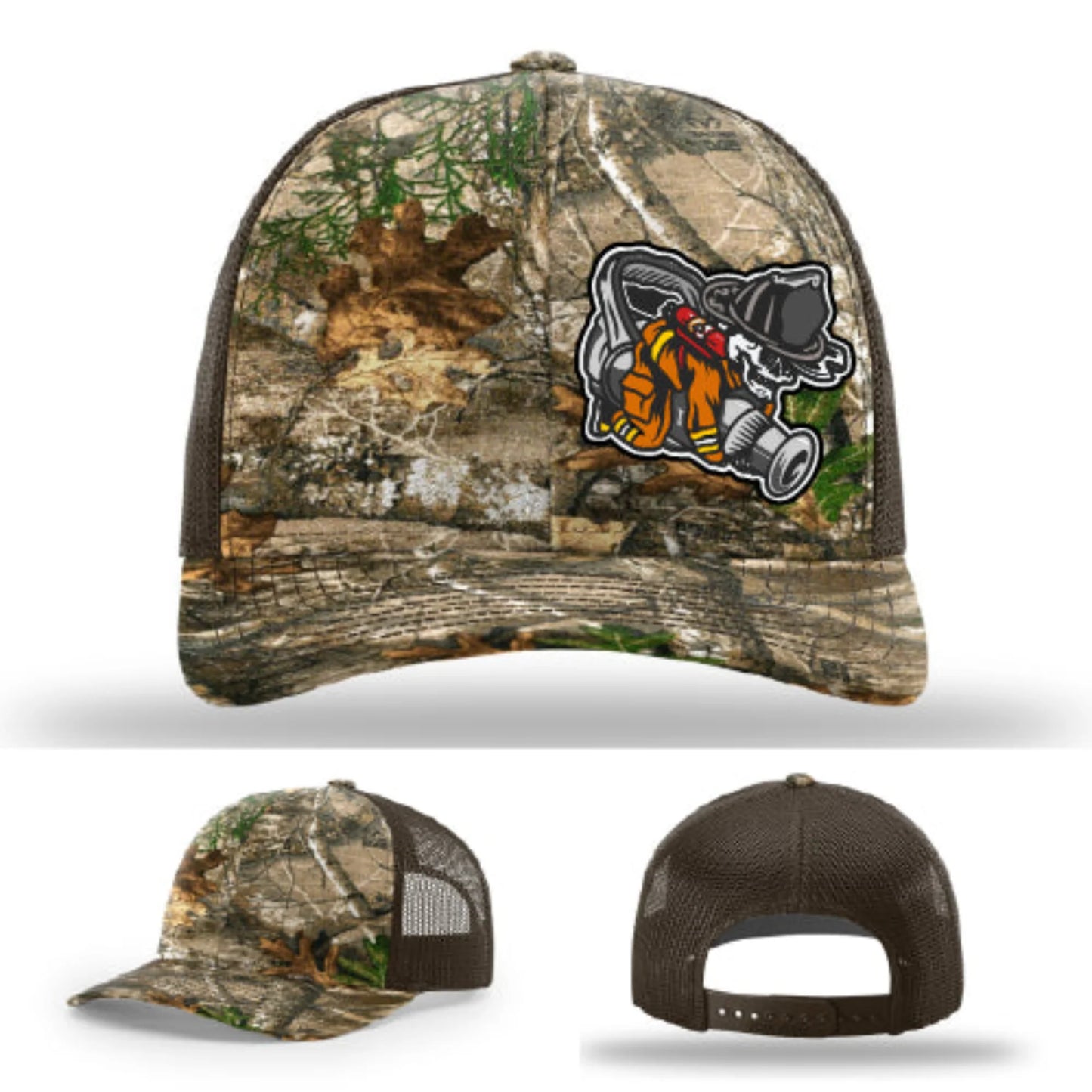 Straight Stream Psycho Hat | Firefighter Leather Patch Design