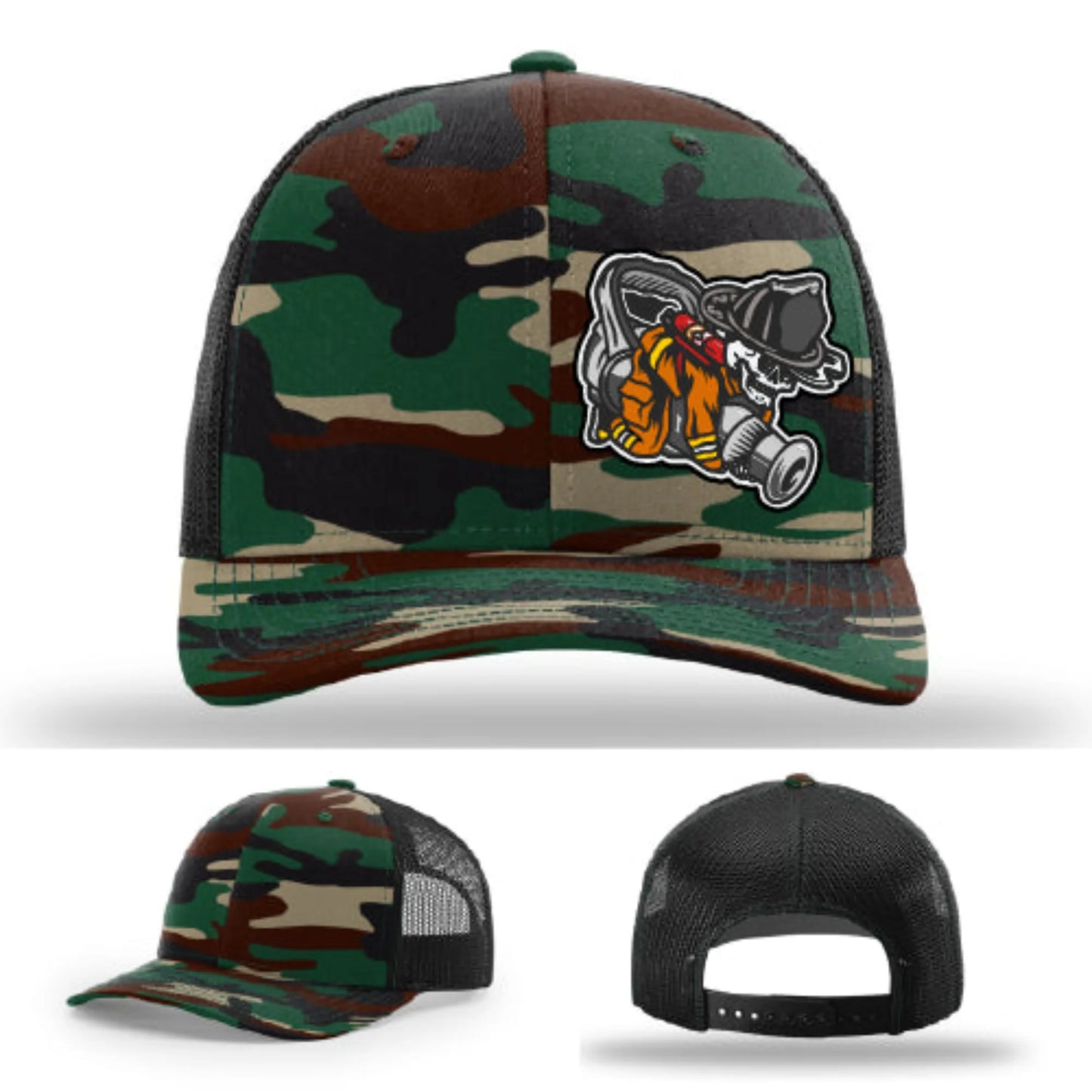 Straight Stream Psycho Hat | Firefighter Leather Patch Design