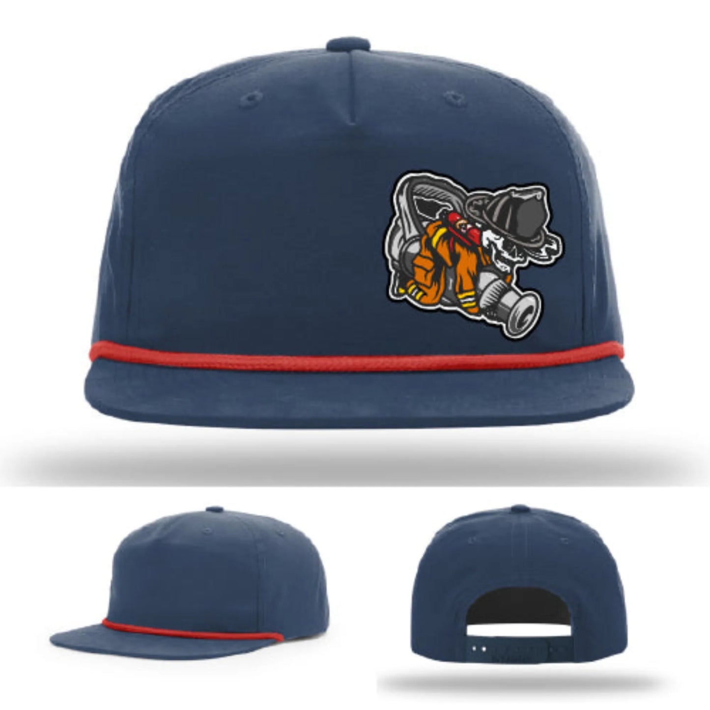 Straight Stream Psycho Hat | Firefighter Leather Patch Design