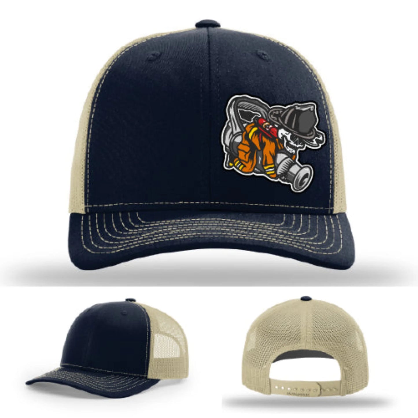 Straight Stream Psycho Hat | Firefighter Leather Patch Design