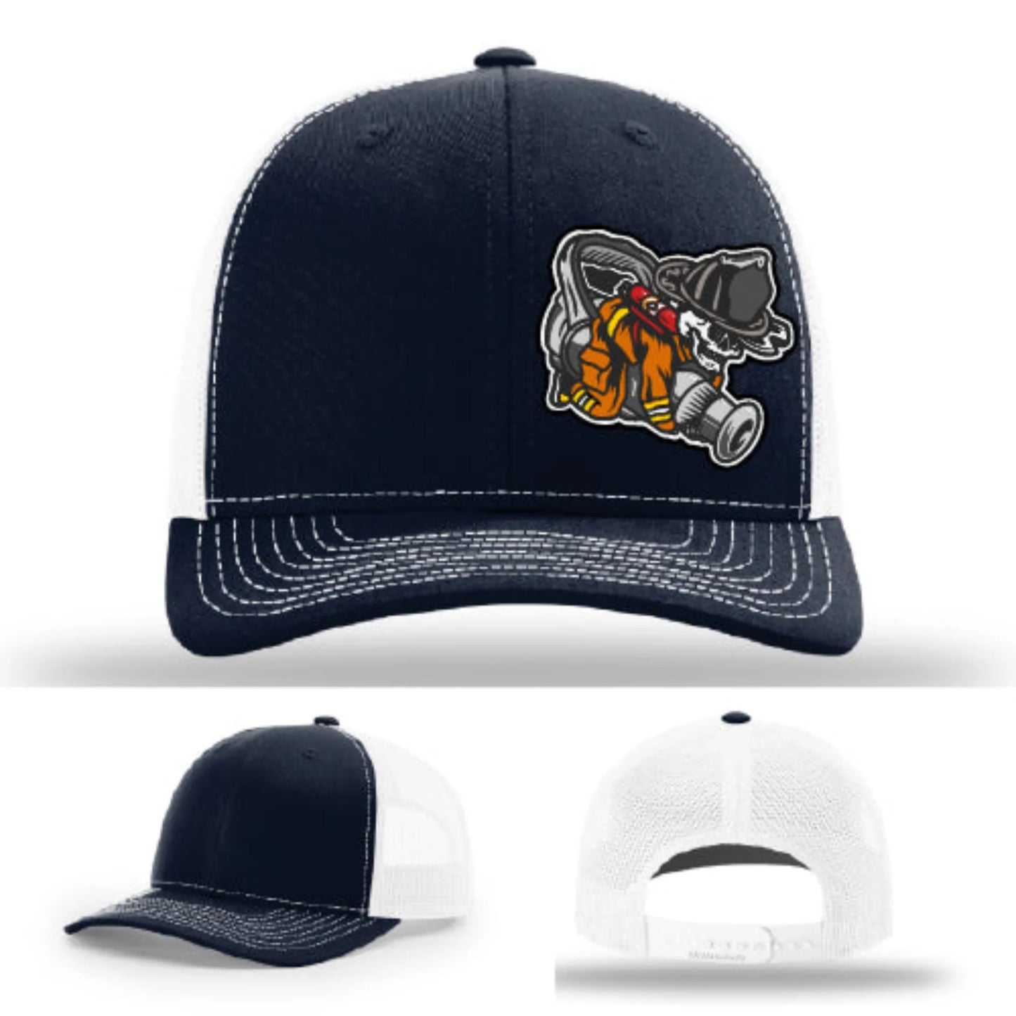 Straight Stream Psycho Hat | Firefighter Leather Patch Design