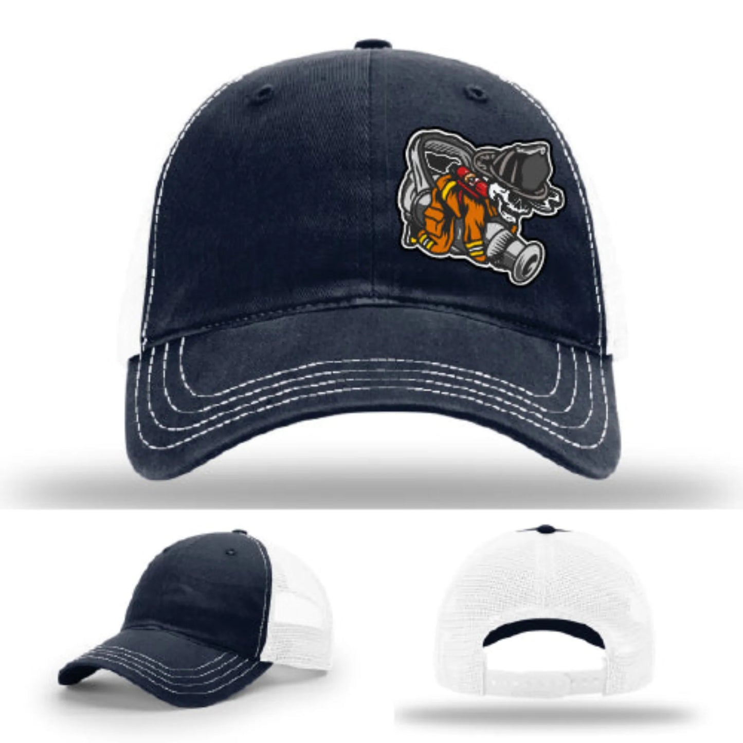 Straight Stream Psycho Hat | Firefighter Leather Patch Design