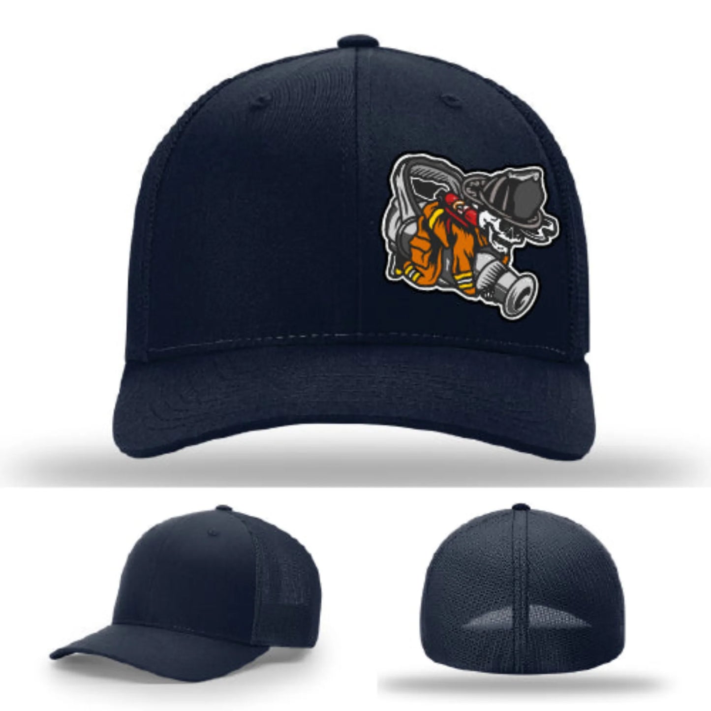 Straight Stream Psycho Hat | Firefighter Leather Patch Design