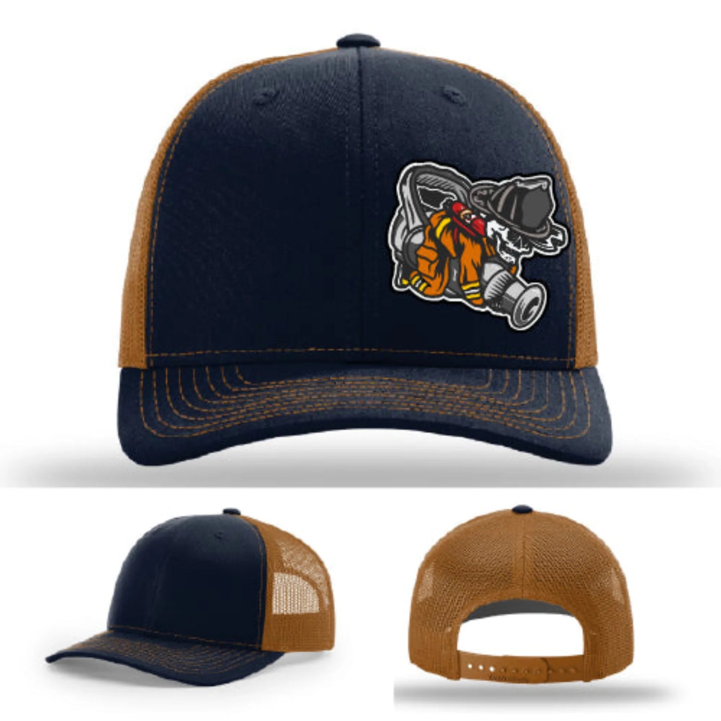 Straight Stream Psycho Hat | Firefighter Leather Patch Design