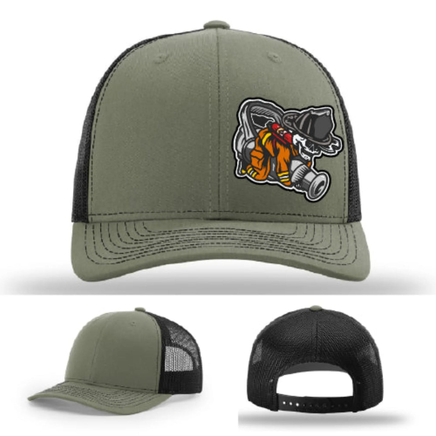 Straight Stream Psycho Hat | Firefighter Leather Patch Design