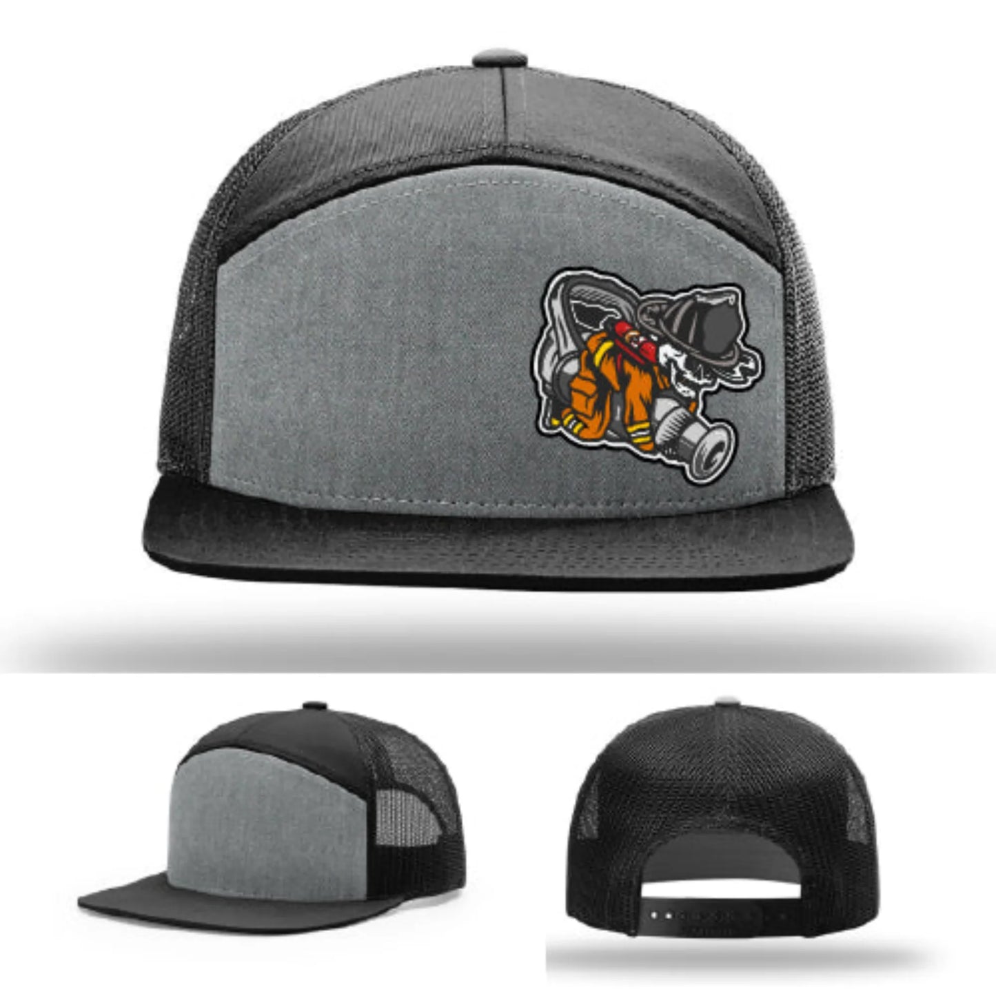 Straight Stream Psycho Hat | Firefighter Leather Patch Design