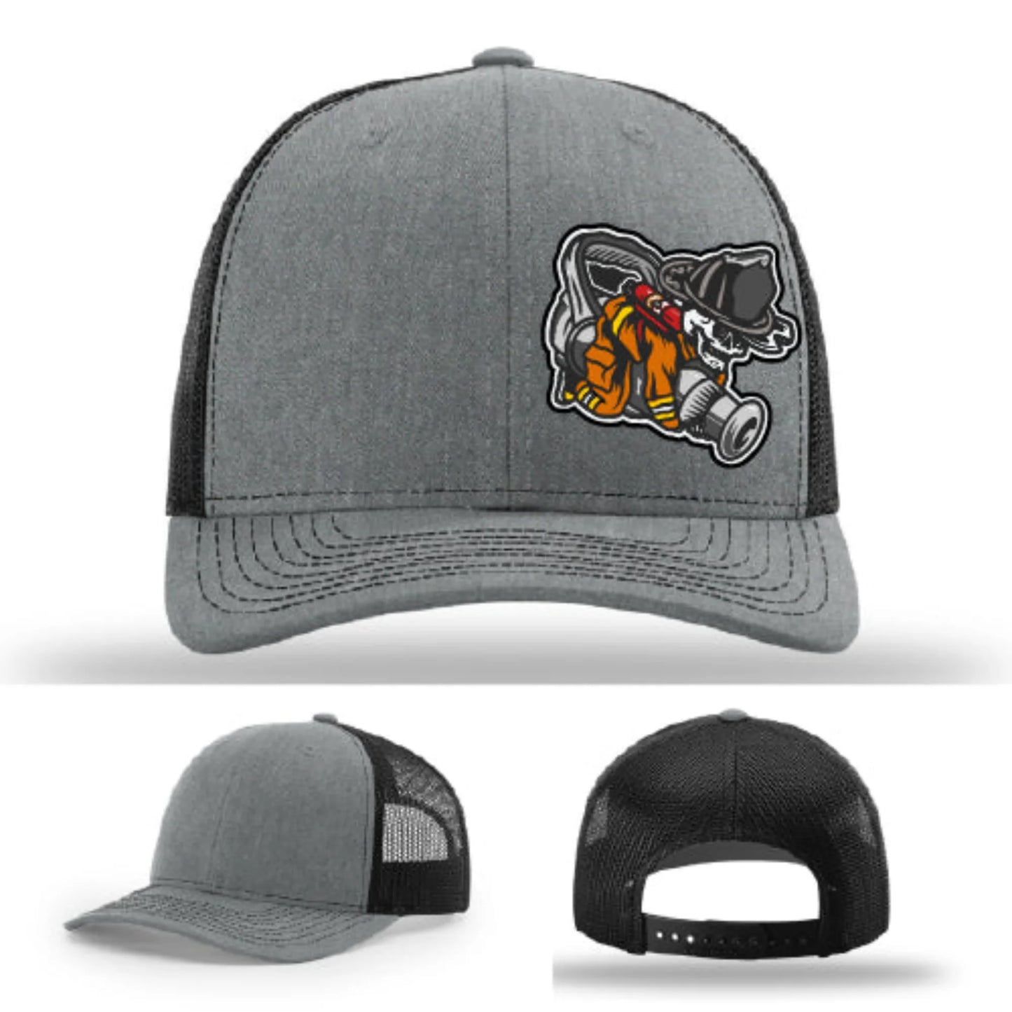 Straight Stream Psycho Hat | Firefighter Leather Patch Design