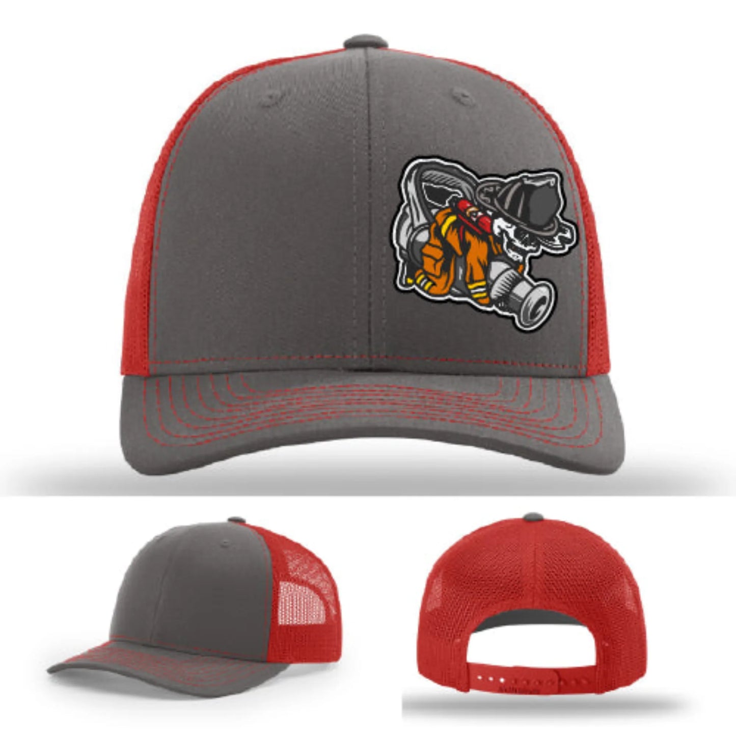 Straight Stream Psycho Hat | Firefighter Leather Patch Design