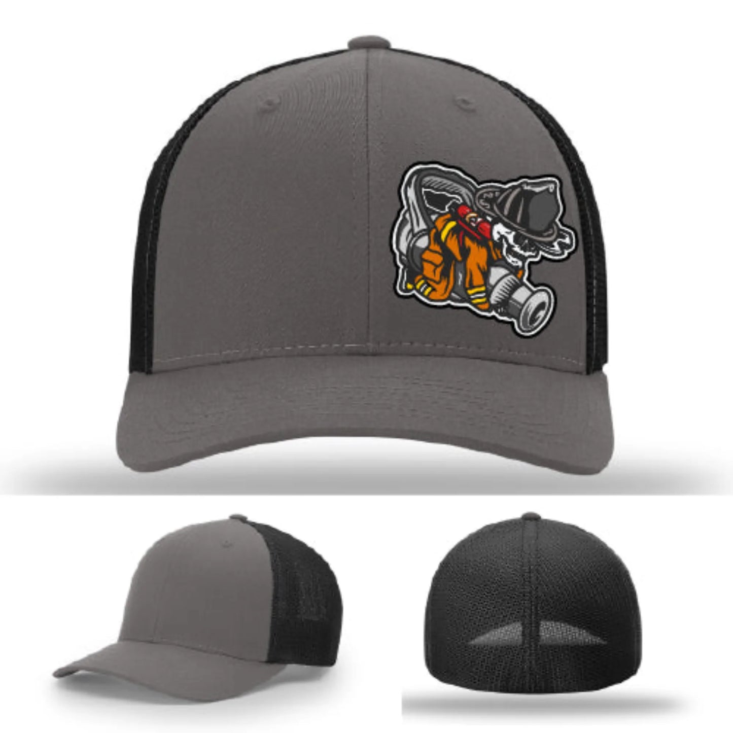 Straight Stream Psycho Hat | Firefighter Leather Patch Design