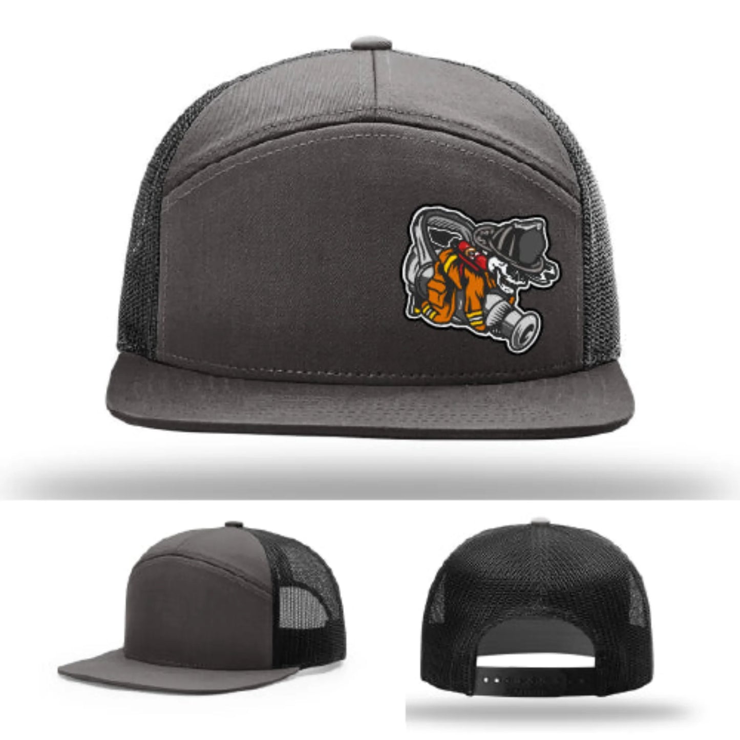 Straight Stream Psycho Hat | Firefighter Leather Patch Design