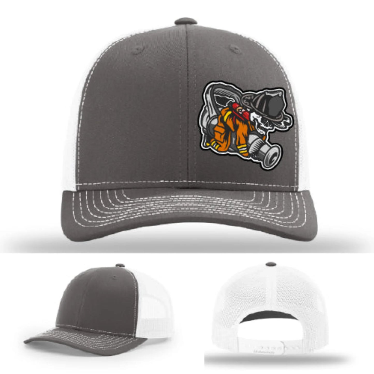 Straight Stream Psycho Hat | Firefighter Leather Patch Design