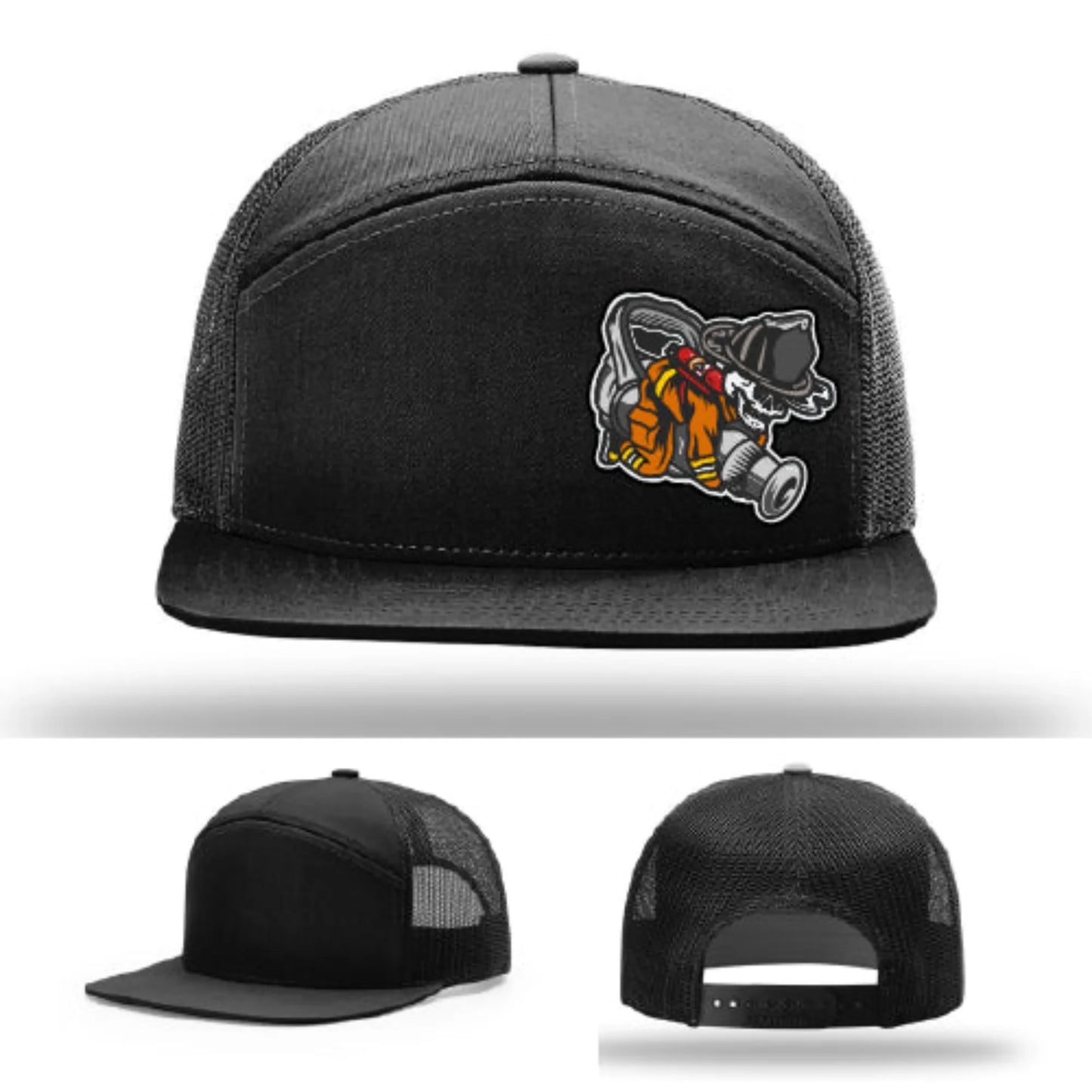 Straight Stream Psycho Hat | Firefighter Leather Patch Design