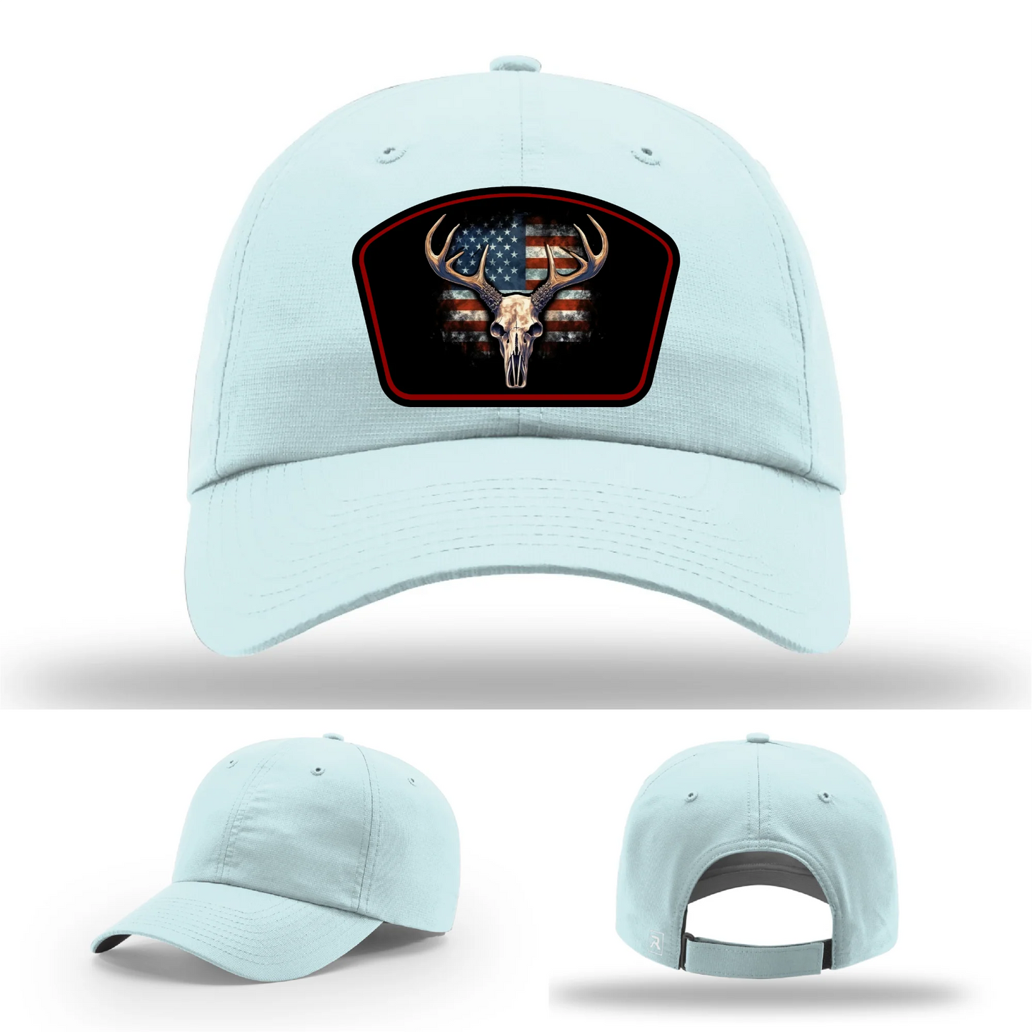 Patriotic Buck Hat | Leather Patch Hunting & Flag Design