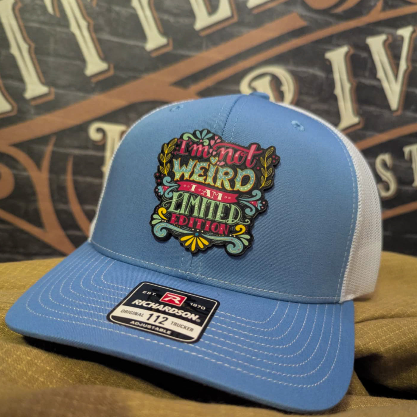 Funny and random leather patch hats with bold, offbeat designs for everyday wear
