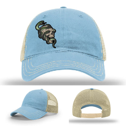 Serpent Skull Hat | Full-Color Leather Patch Snake & Skull Design