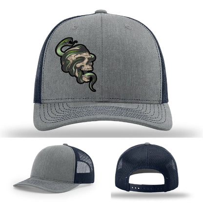 Serpent Skull Hat | Full-Color Leather Patch Snake & Skull Design