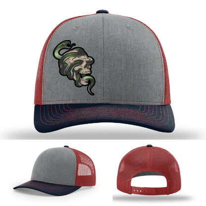 Serpent Skull Hat | Full-Color Leather Patch Snake & Skull Design