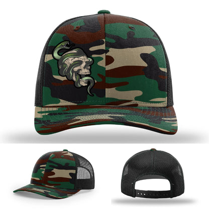 Serpent Skull Hat | Full-Color Leather Patch Snake & Skull Design