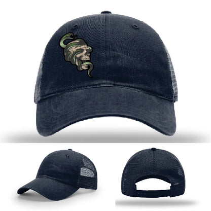 Serpent Skull Hat | Full-Color Leather Patch Snake & Skull Design