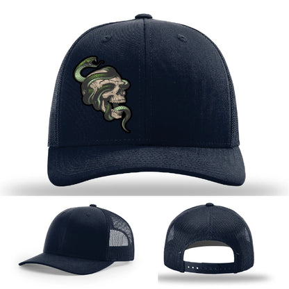 Serpent Skull Hat | Full-Color Leather Patch Snake & Skull Design