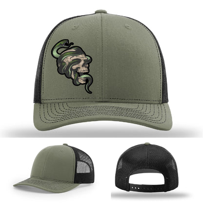 Serpent Skull Hat | Full-Color Leather Patch Snake & Skull Design