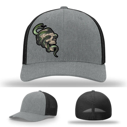 Serpent Skull Hat | Full-Color Leather Patch Snake & Skull Design