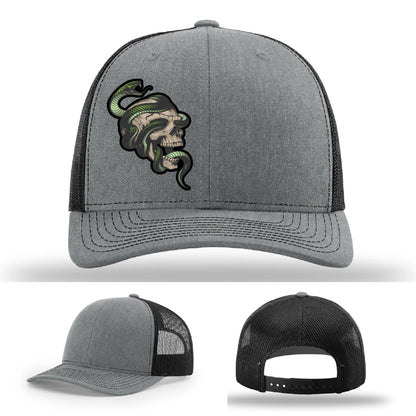 Serpent Skull Hat | Full-Color Leather Patch Snake & Skull Design