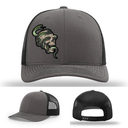 Serpent Skull Hat | Full-Color Leather Patch Snake & Skull Design