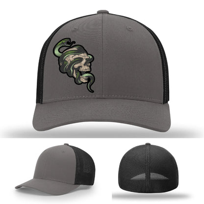 Serpent Skull Hat | Full-Color Leather Patch Snake & Skull Design